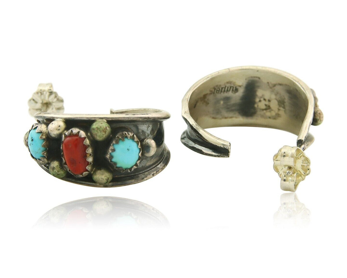 Navajo Earrings 925 Silver Natural Gemstone Native American Artist C.80's