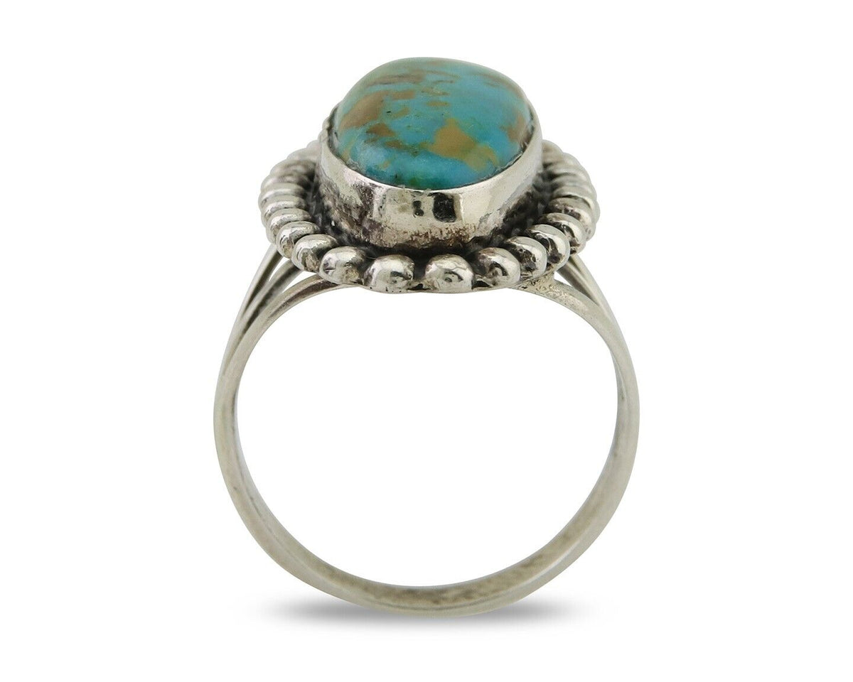 Navajo Shield Ring 925 Silver Arizona Turquoise Native Artist C.80's