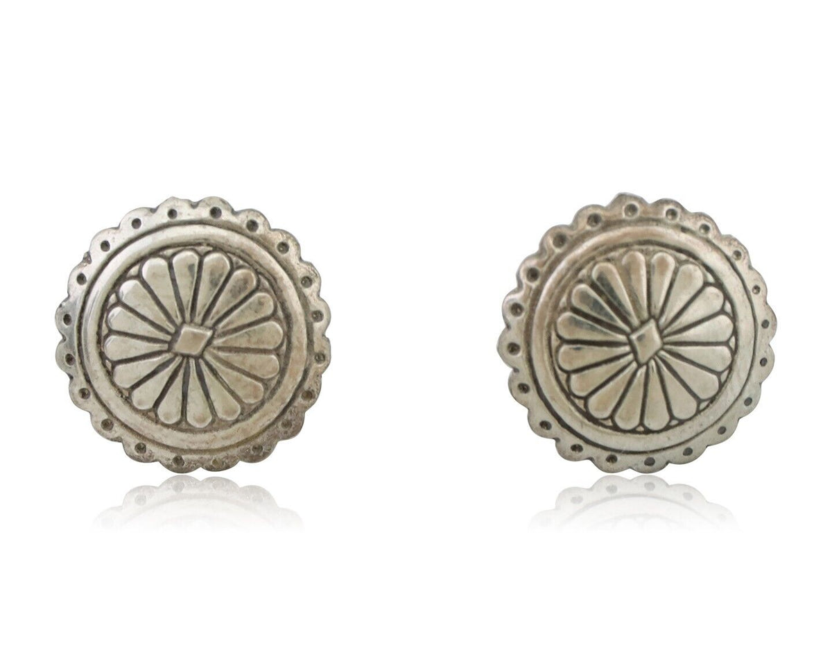 Navajo Small Shield Earrings 925 Silver Native American Artist C.80's