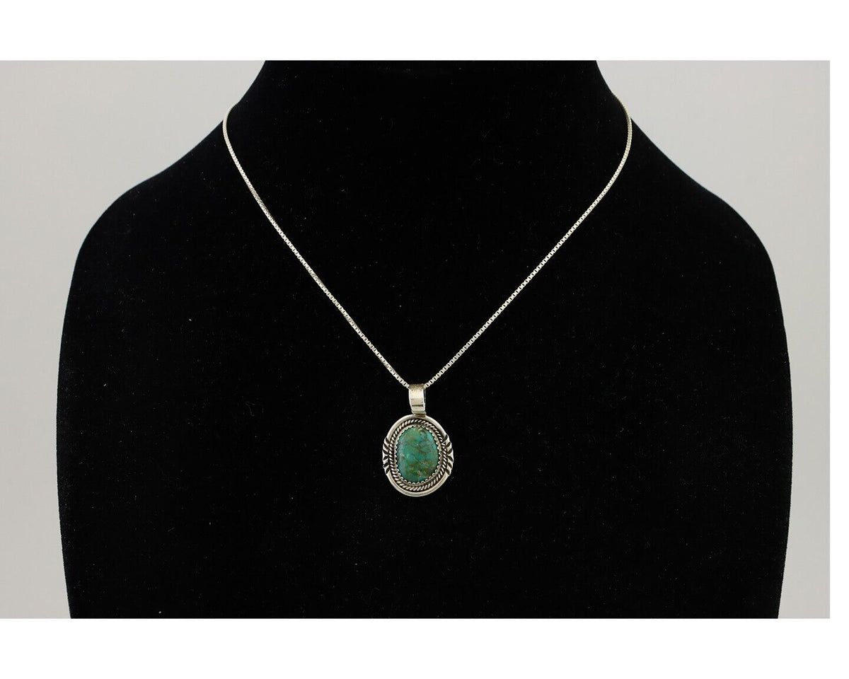 Navajo Necklace 925 Silver Natural Blue Turquoise Signed Anna Begay C.90's