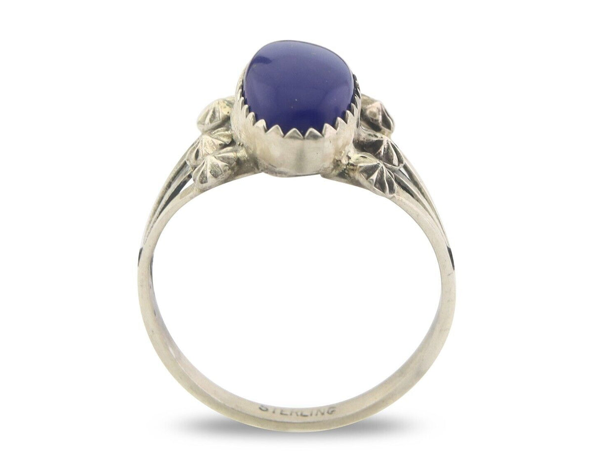 Navajo Ring 925 Sterling Natural Lapis Handmade Native Artist C.80's