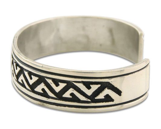 Navajo Bracelet 925 Silver Artist Signed Thomas Singer Cuff Made in the 1980's