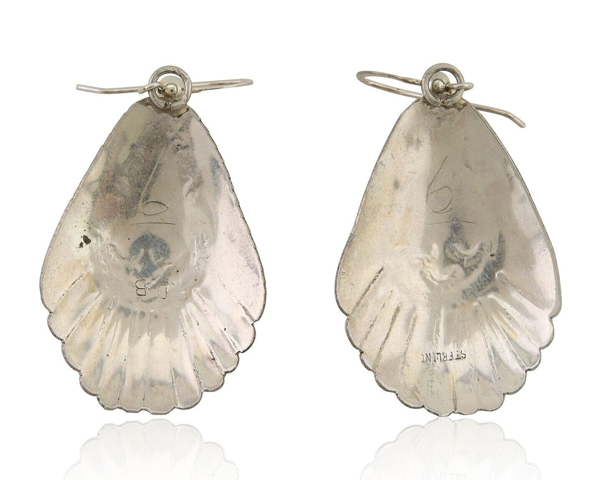 Navajo Earrings 925 Silver Turquoise Artist Signed Dean Brown C.80's