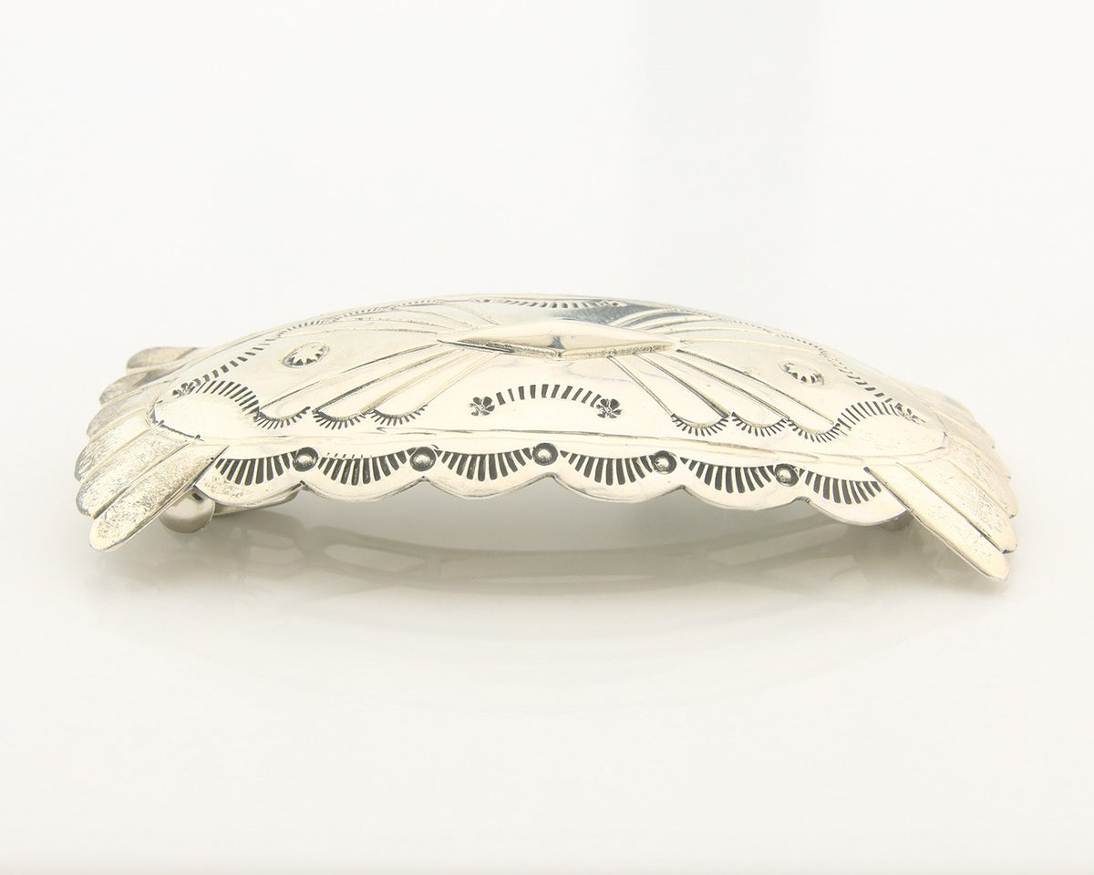 Vintage Navajo Barrette 925 Sterling Silver Hand Stamped Authentic Native Artist