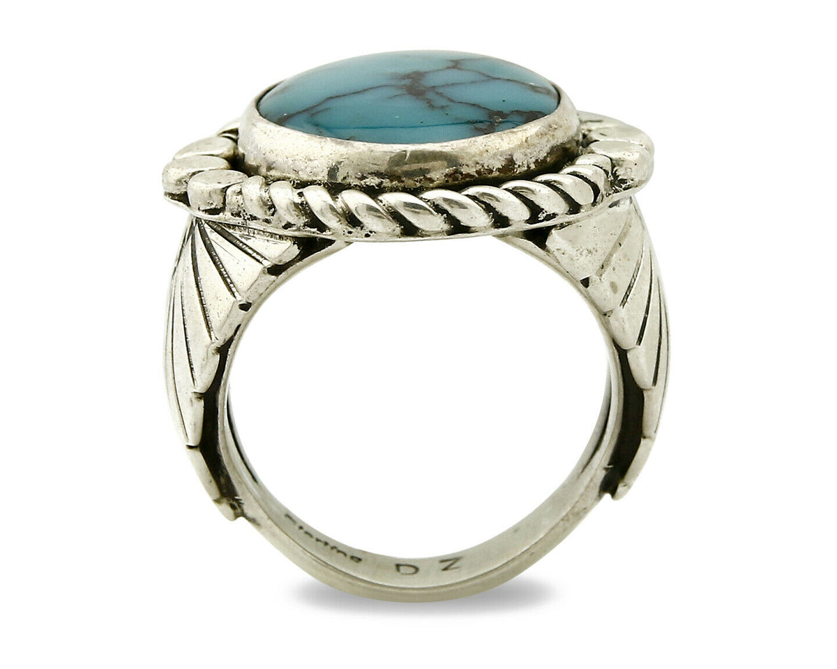 Navajo Ring .925 SOLID Silver China Mountain Turquoise Signed Doug Zachary C.80