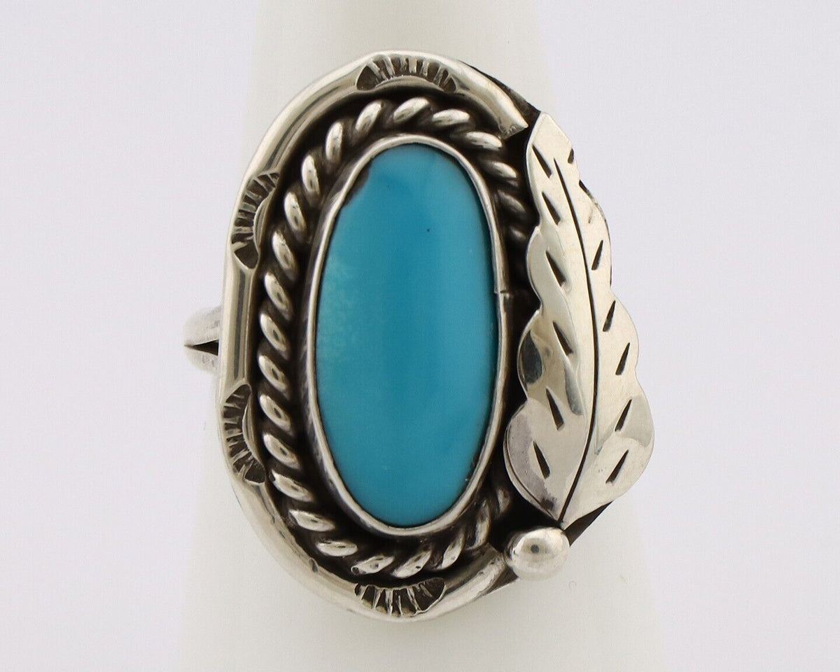 Navajo Handmade Ring 925 Silver Turquoise Artist Signed J C.80's