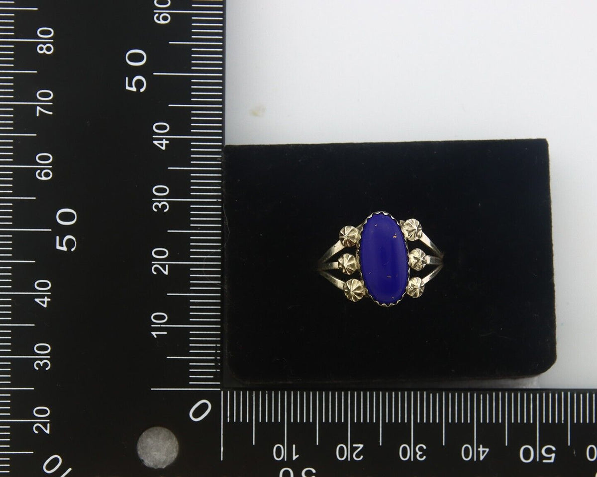 Navajo Ring 925 Sterling Natural Lapis Handmade Native Artist C.80's