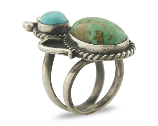 Vintage Navajo Ring 925 Sterling Authentic Turquoise Artist Signed Size 7.75