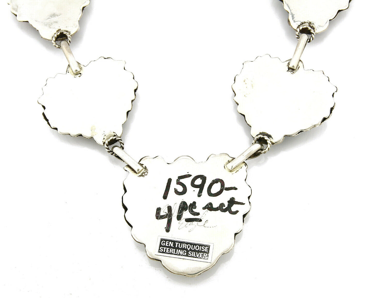 Navajo Squash Necklace .925 Silver Turquoise Handmade C.80's