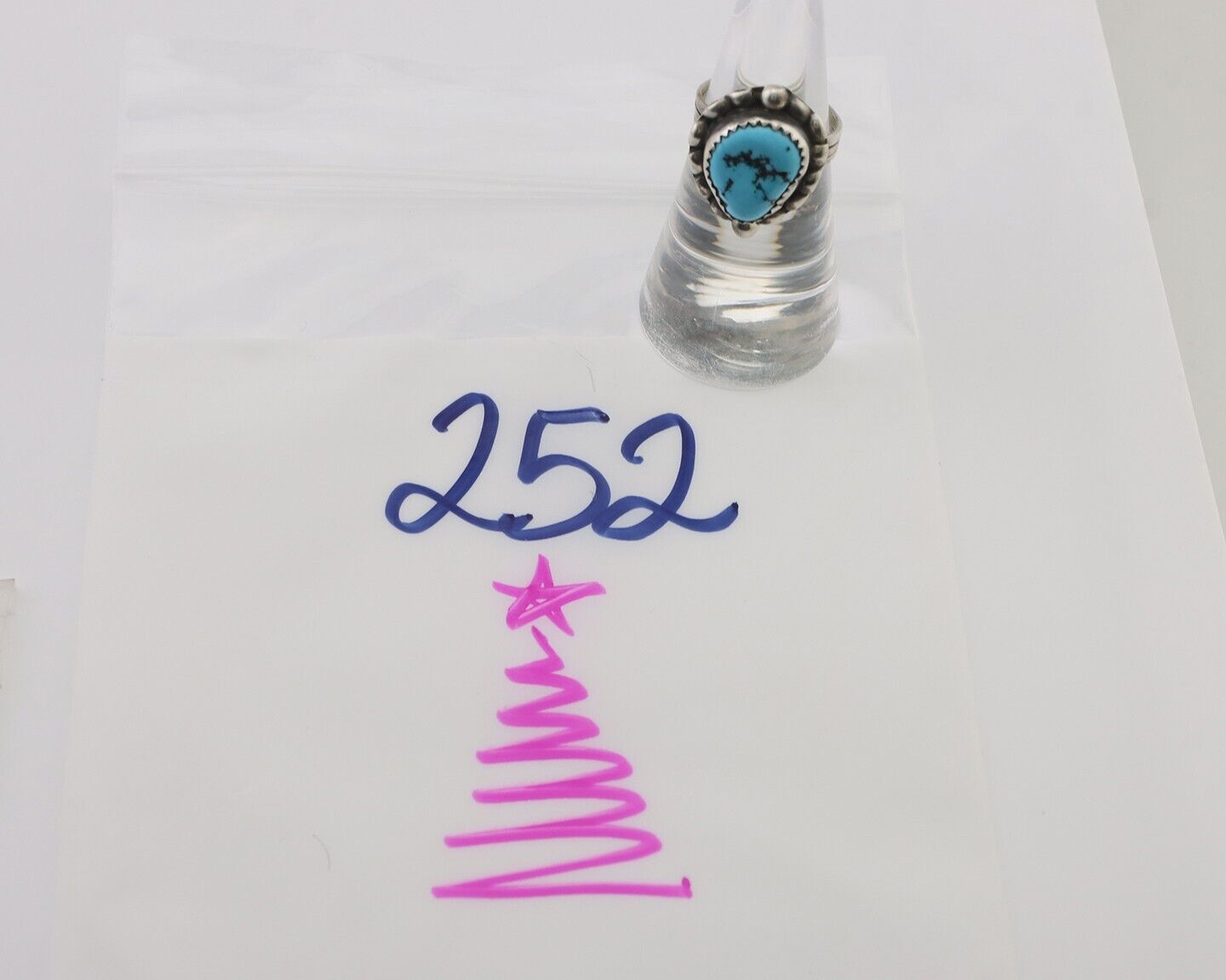 Navajo Ring 925 Silver Sleeping Beauty Turquoise Artist Signed SC C.80's
