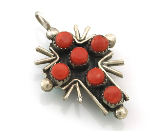 Navajo Cross Pendant Sterling Silver Natural Gemstones Vintage