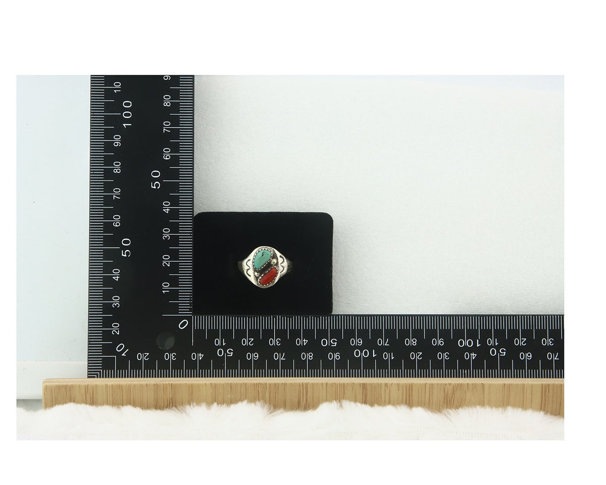 Vintage Navajo Ring 925 Sterling Silver Natural Gemstone Authentic Size 8.5