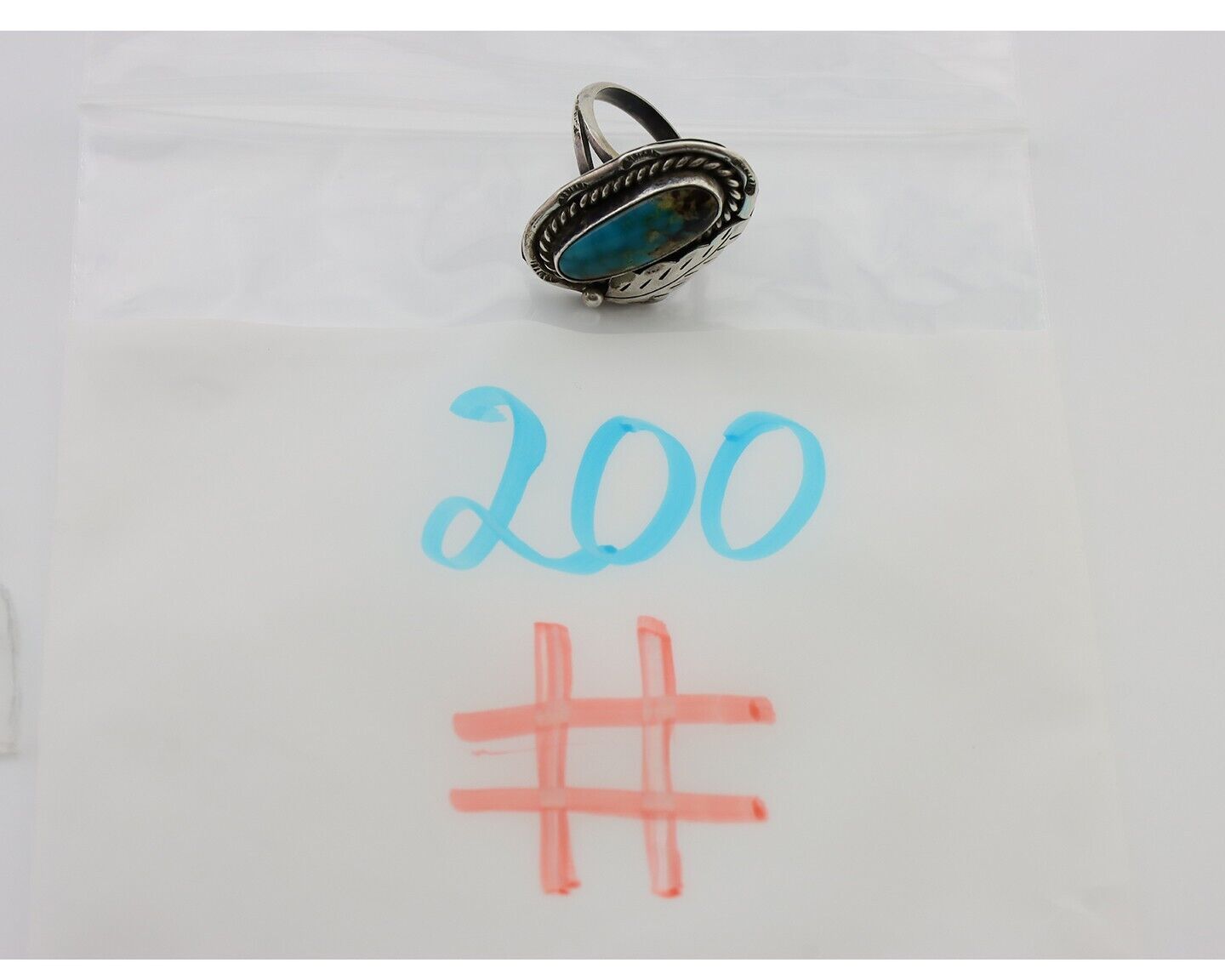 Navajo Handmade Ring 925 Silver Natural Turquoise Signed Jason Livingston C.80's