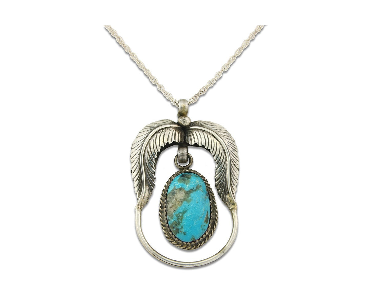 Navajo Sterling Silver Necklace Turquoise Authentic Vintage Signed