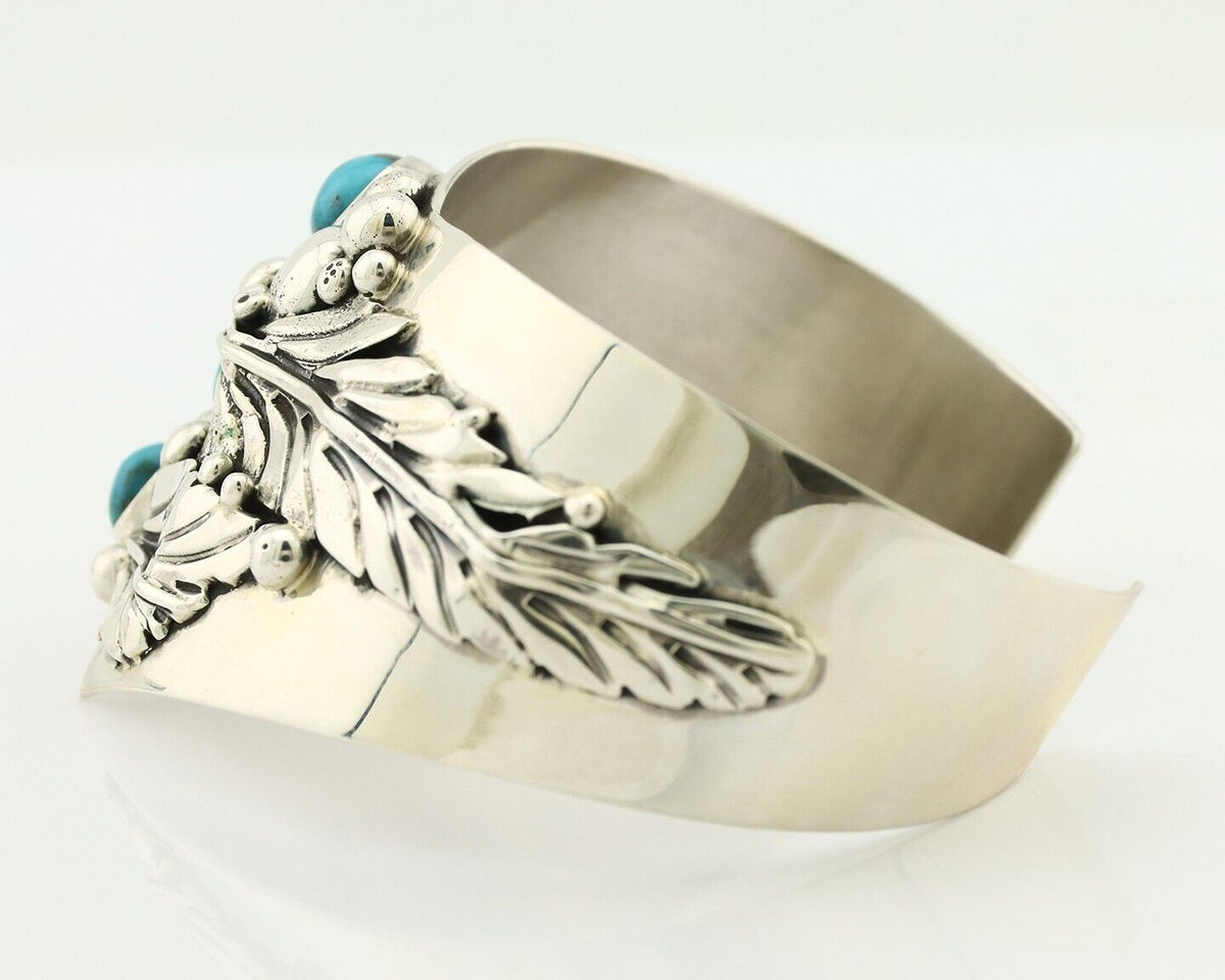 Navajo Bracelet 925 Silver Natural Blue Turquoise Signed David Zachary C.80's