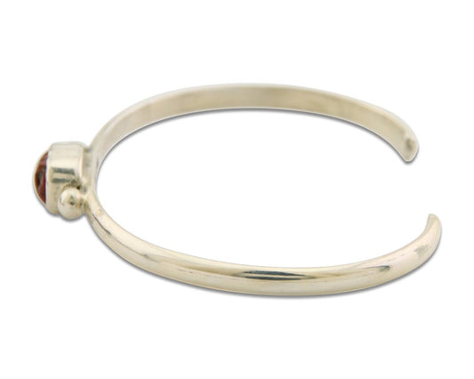 Navajo Bracelet .925 Silver Mediterranean Red Coral Cuff Native Artist C.80's