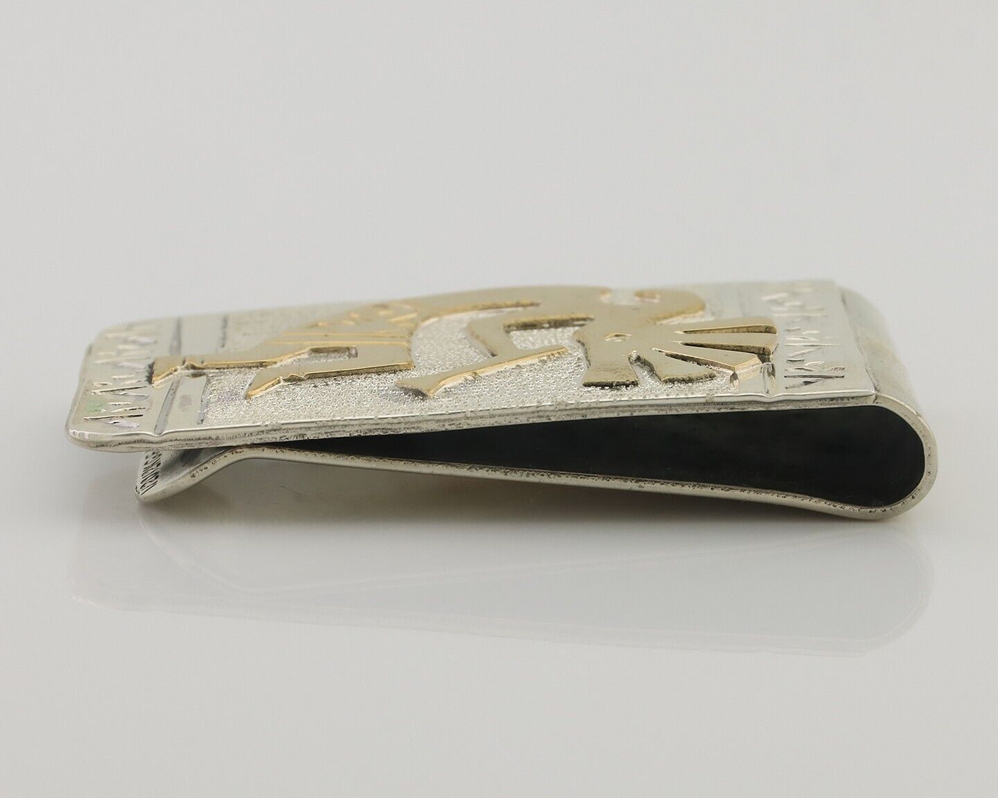 Navajo Money Clip .925 Silver Gold Plate & .999 Nickle Native Artist C.80's