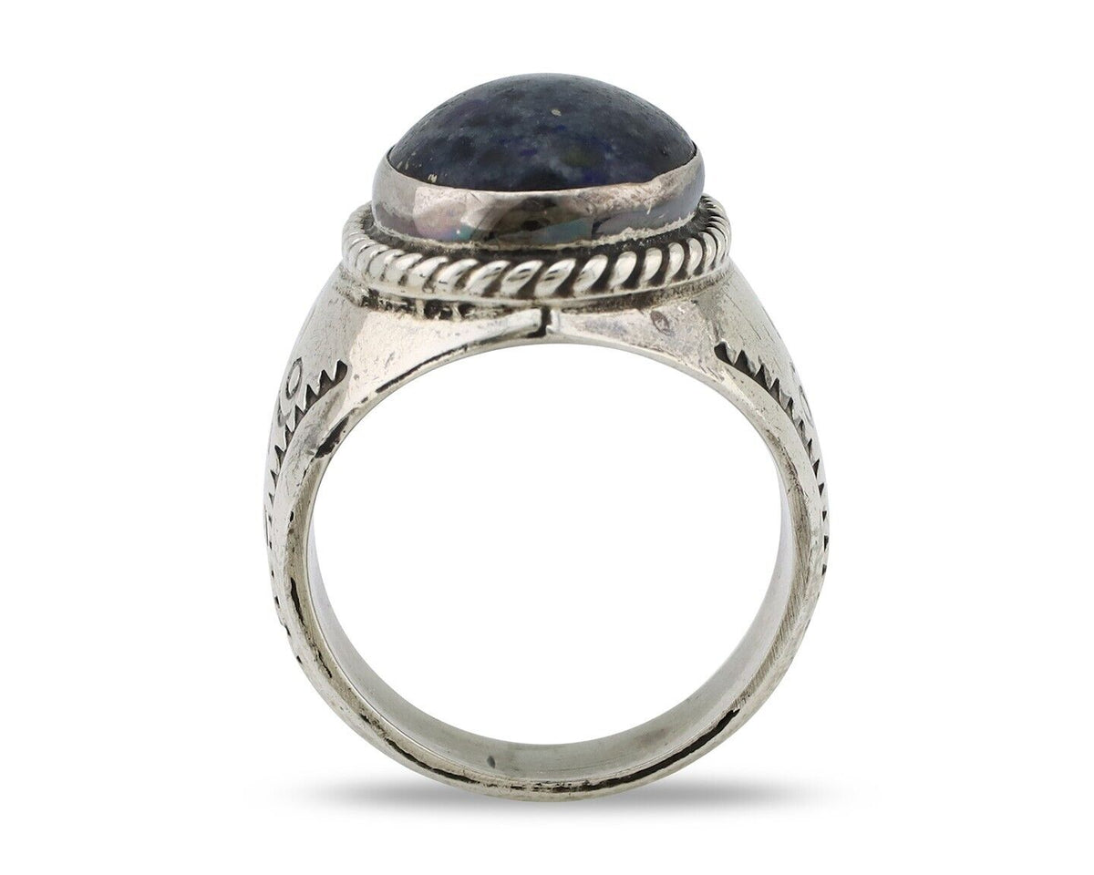 Navajo Ring 925 Silver Natural Blue Lapis Lazuli Native American Artist C.80's