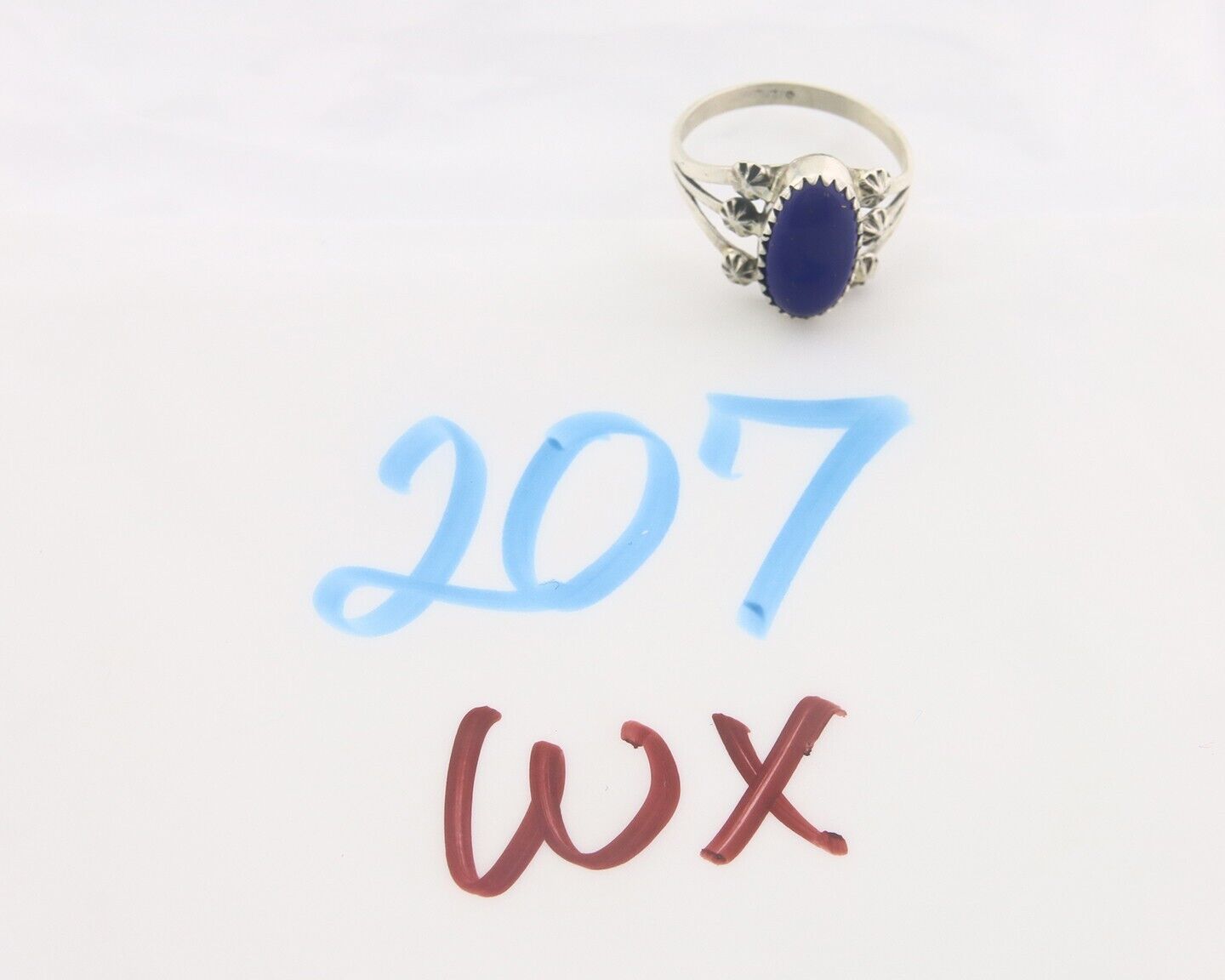 Navajo Ring 925 Sterling Natural Lapis Handmade Native Artist C.80's