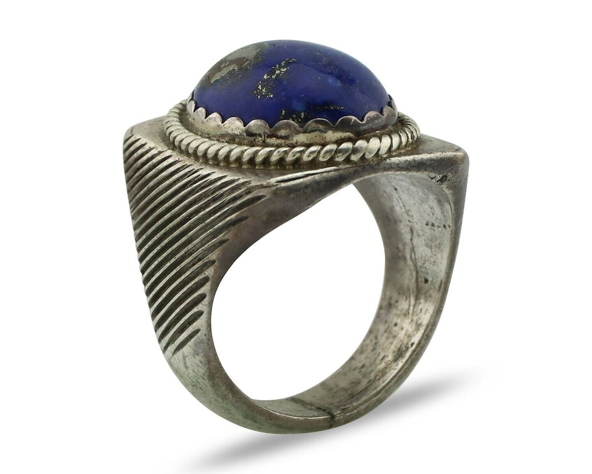 Navajo Ring 925 Silver Natural Blue Lapis Lazuli Native American Artist C.80's