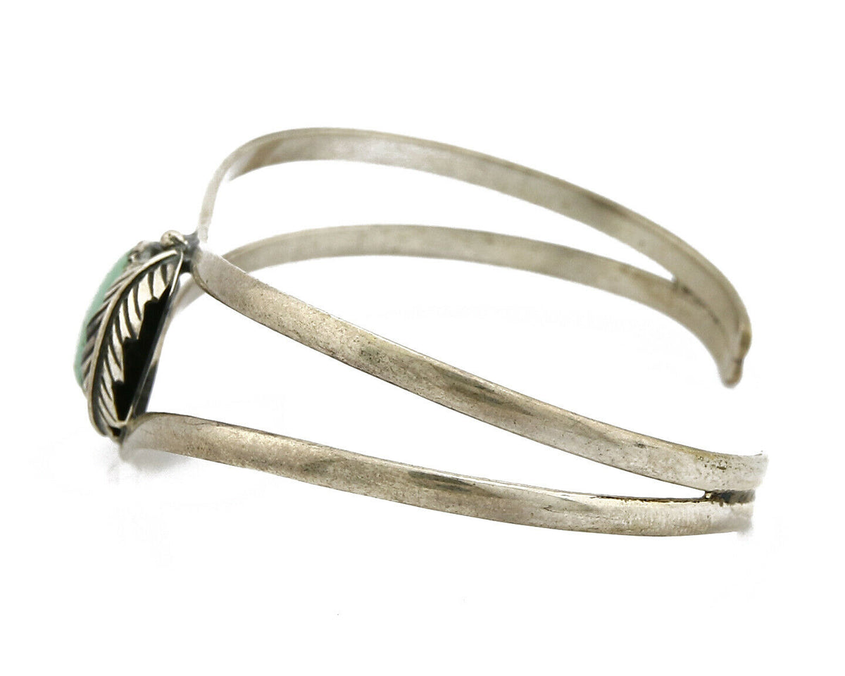 Navajo Handmade .925 Silver Natural Mined Bisbee Turquoise Cuff