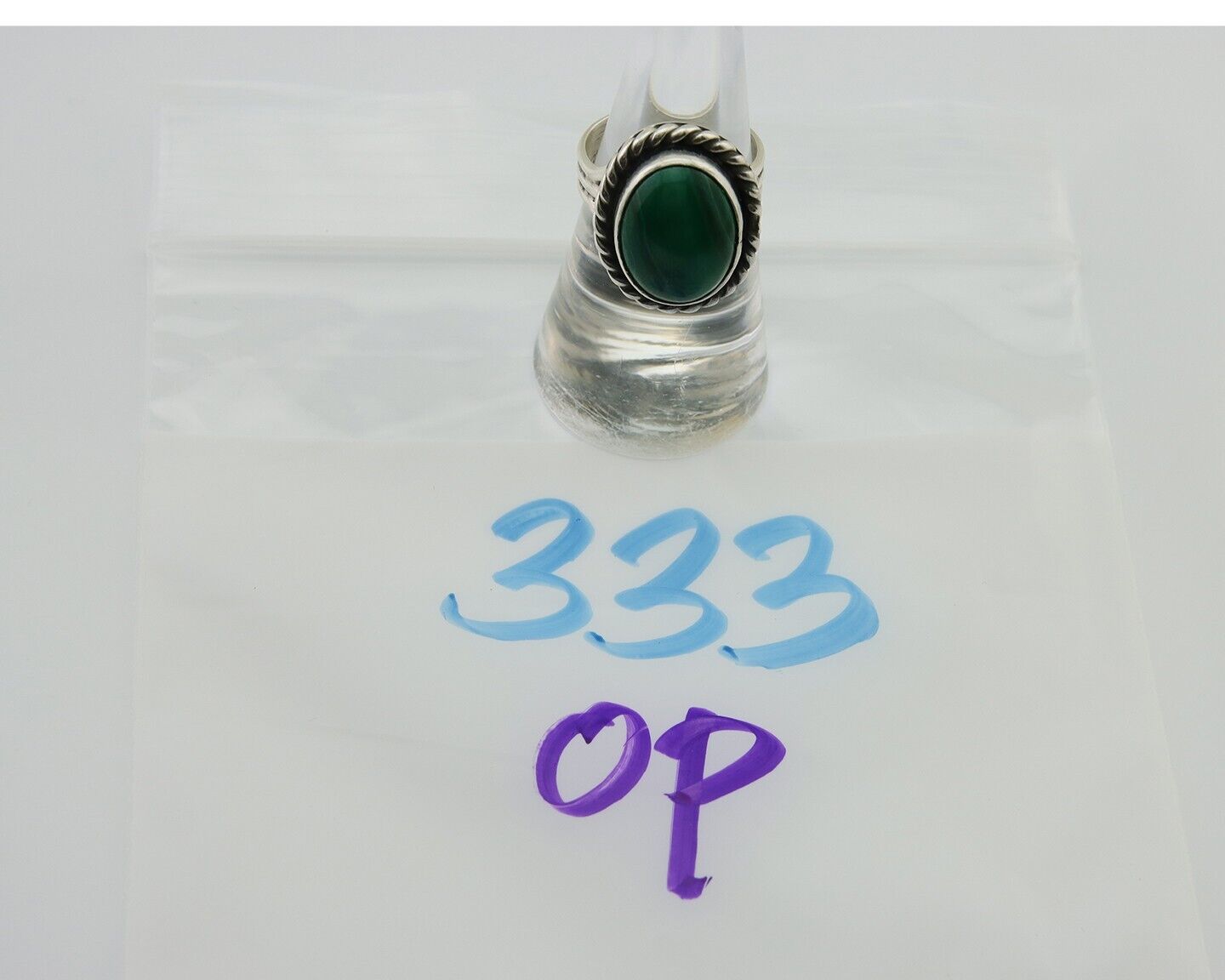 Navajo Ring 925 Silver Natural Malachite Native American Artist C.80's