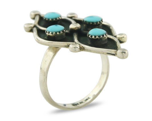 Vintage Zuni Ring 925 Sterling Authentic Natural Turquoise Native Artist Sz 6.75