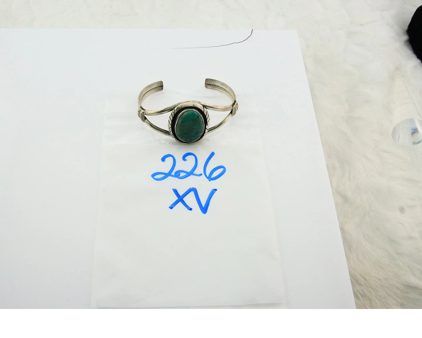 Navajo Cuff Bracelet Sterling Silver Turquoise Vintage Artist Signed Sun