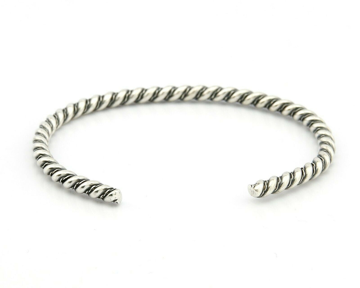 Navajo Montoya 3.8 mm Wide Signed Unknown Artist .925 Silver Handmade Bracelet