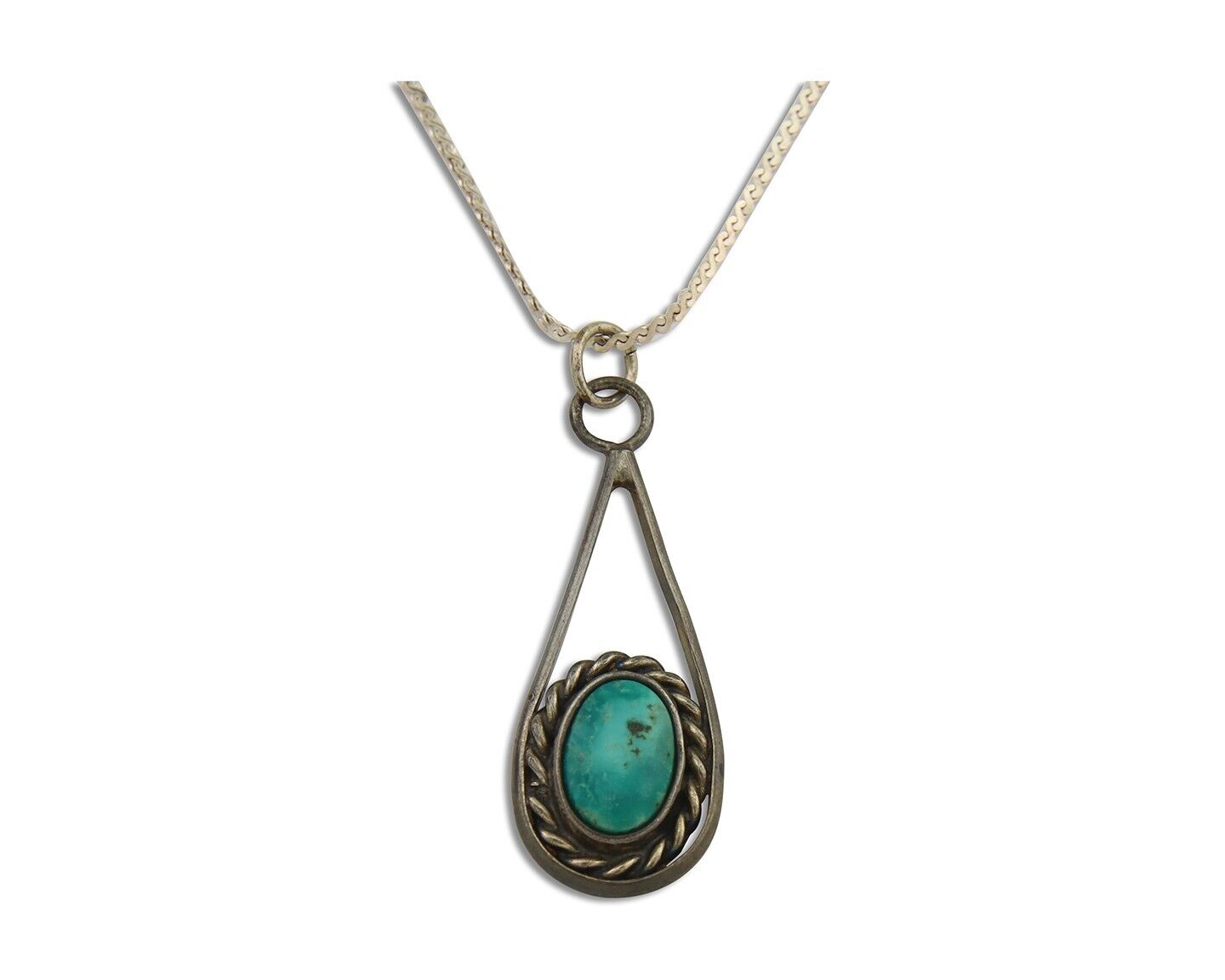 Navajo Necklace 925 Silver Natural Turquoise Artist Native American C.80's