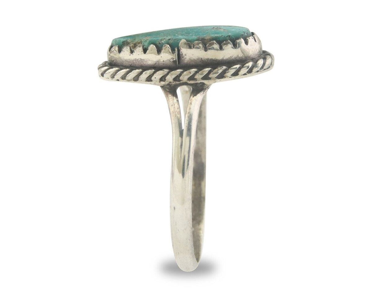 Navajo Ring 925 Sterling Natural Turquoise Native Artist C.80's Size 8.25