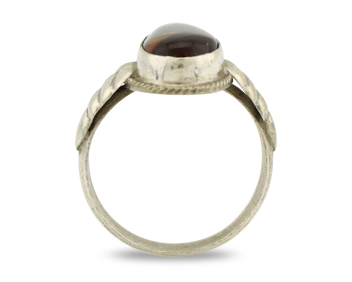 Navajo Handmade Ring 925 Silver Natural High Grade Fire Opal Native Artist C.80s