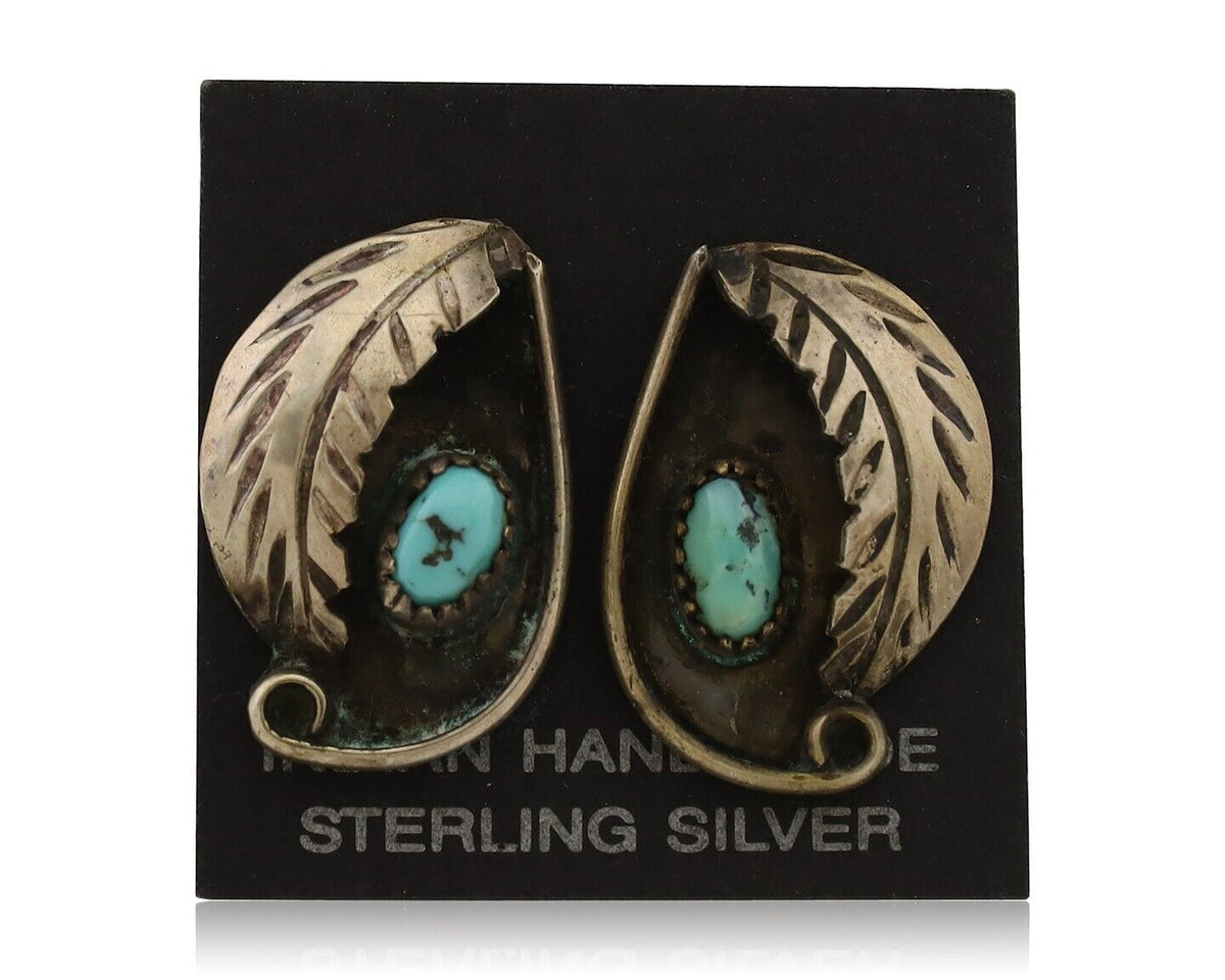 Navajo Earrings 925 Silver Natural Turquoise Native American Artist C.80's
