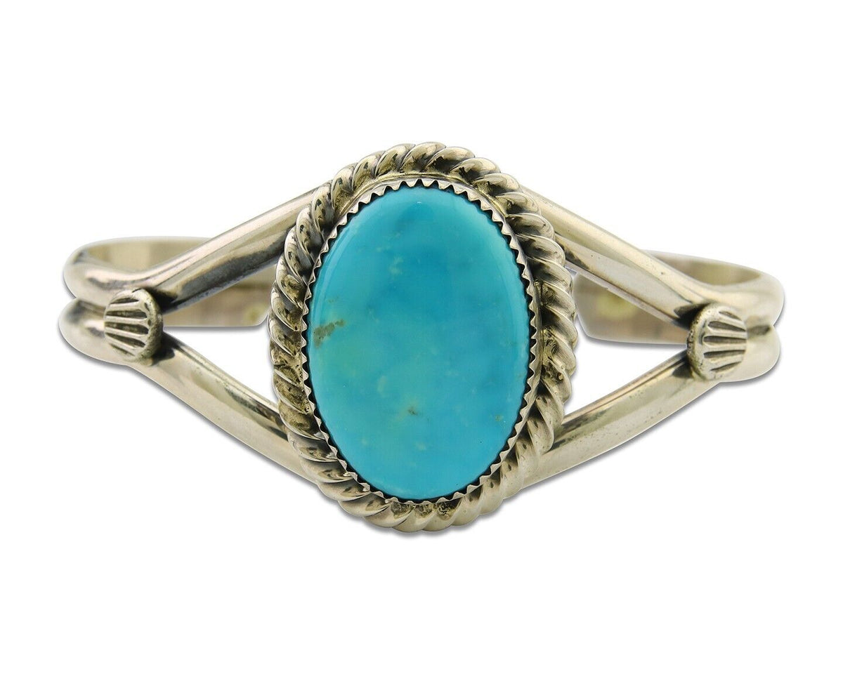 Navajo Bracelet 925 Silver Cuff Turquoise Handmade Artist Signed MM Rogers C80's