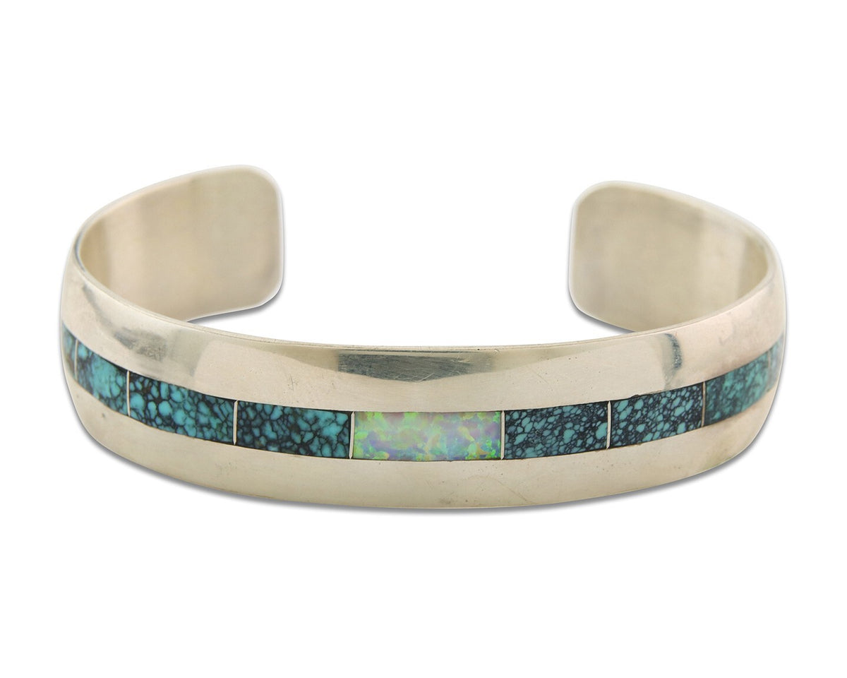 Vintage Navajo Bracelet 925 Silver Authentic Traditional Gemstone Signed BJ