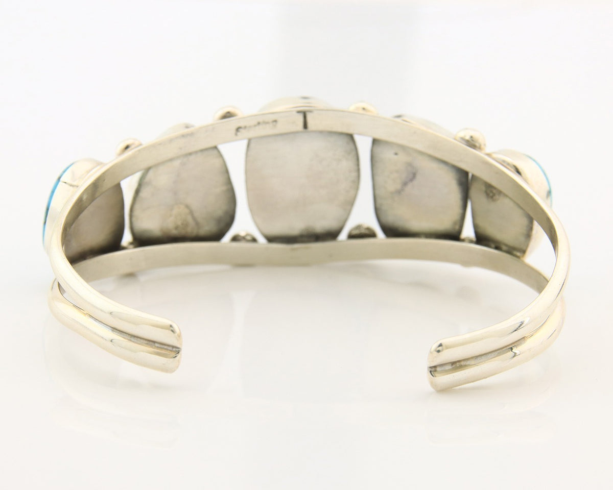 Navajo Bracelet Sterling Silver Handmade Turquoise Artist Signed TAHE