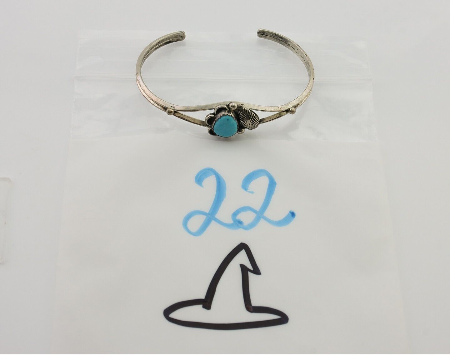 Navajo Handmade Bracelet 925 Silver Natural Blue Turquoise Native American C80's