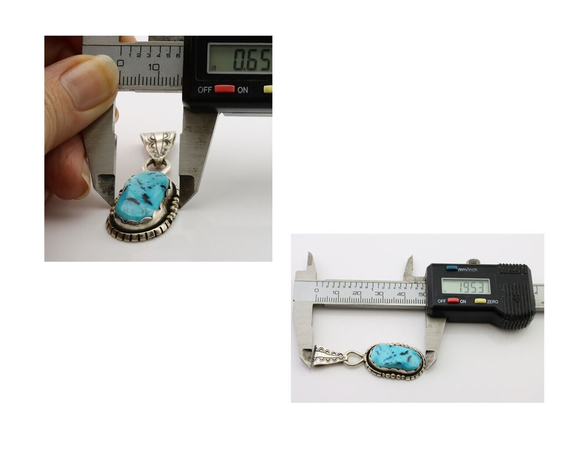 Navajo Necklace Pendant 925 Silver Turquoise Artist Tony Guerro C.80's