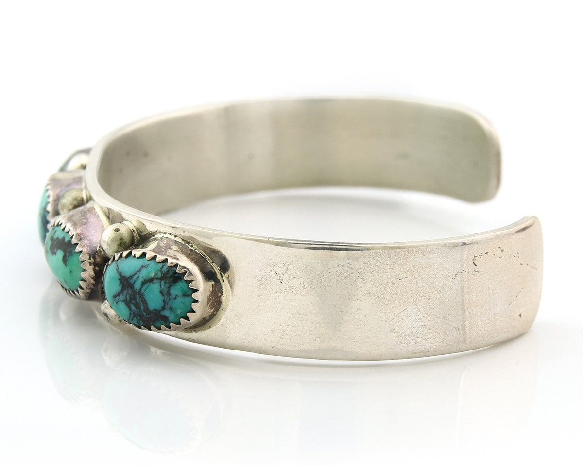 Navajo Bracelet Sterling Silver Nevada Turquoise Artist Signed C Jones