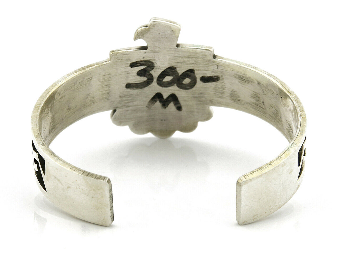 Navajo Handmade Bracelet .925 Silver Thunderbird Overlay Cuff