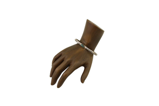 Navajo Hand Stamped Cuff Bracelet Turquoise 925 Silver Native American Artist