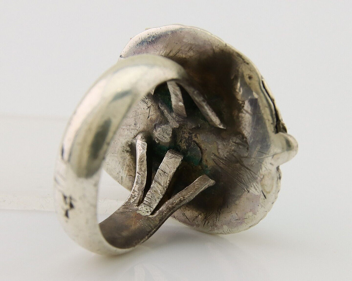 Navajo Ring 925 Sterling Silver Blue Turquoise Native American Artist C.80's