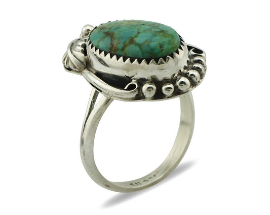 Navajo Ring .925 Silver Natural Mined Southwest Turquoise Artist Signed SN C80s