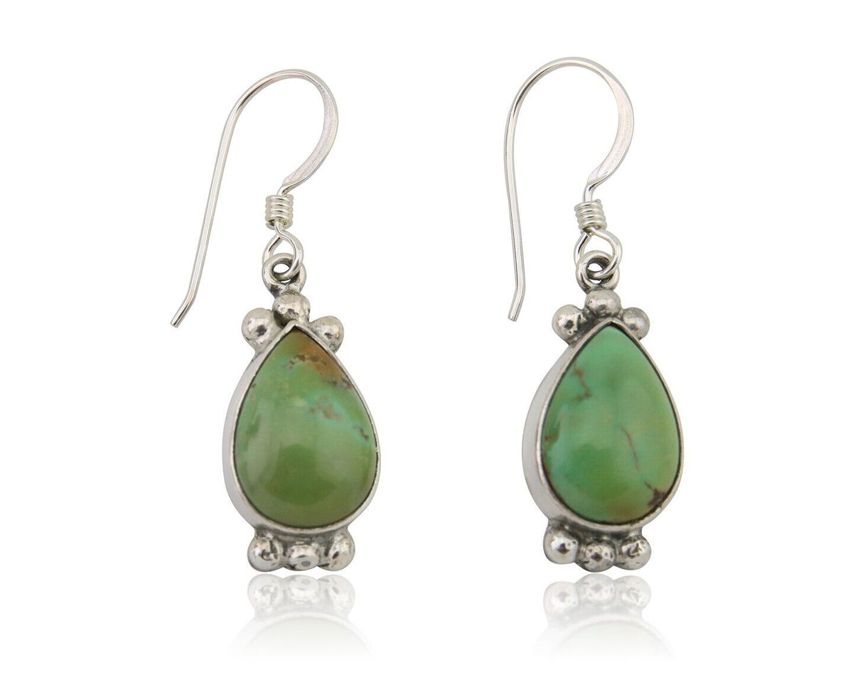 Navajo Dangle Earrings 925 Silver Natural Turquoise Native American Artist C80s