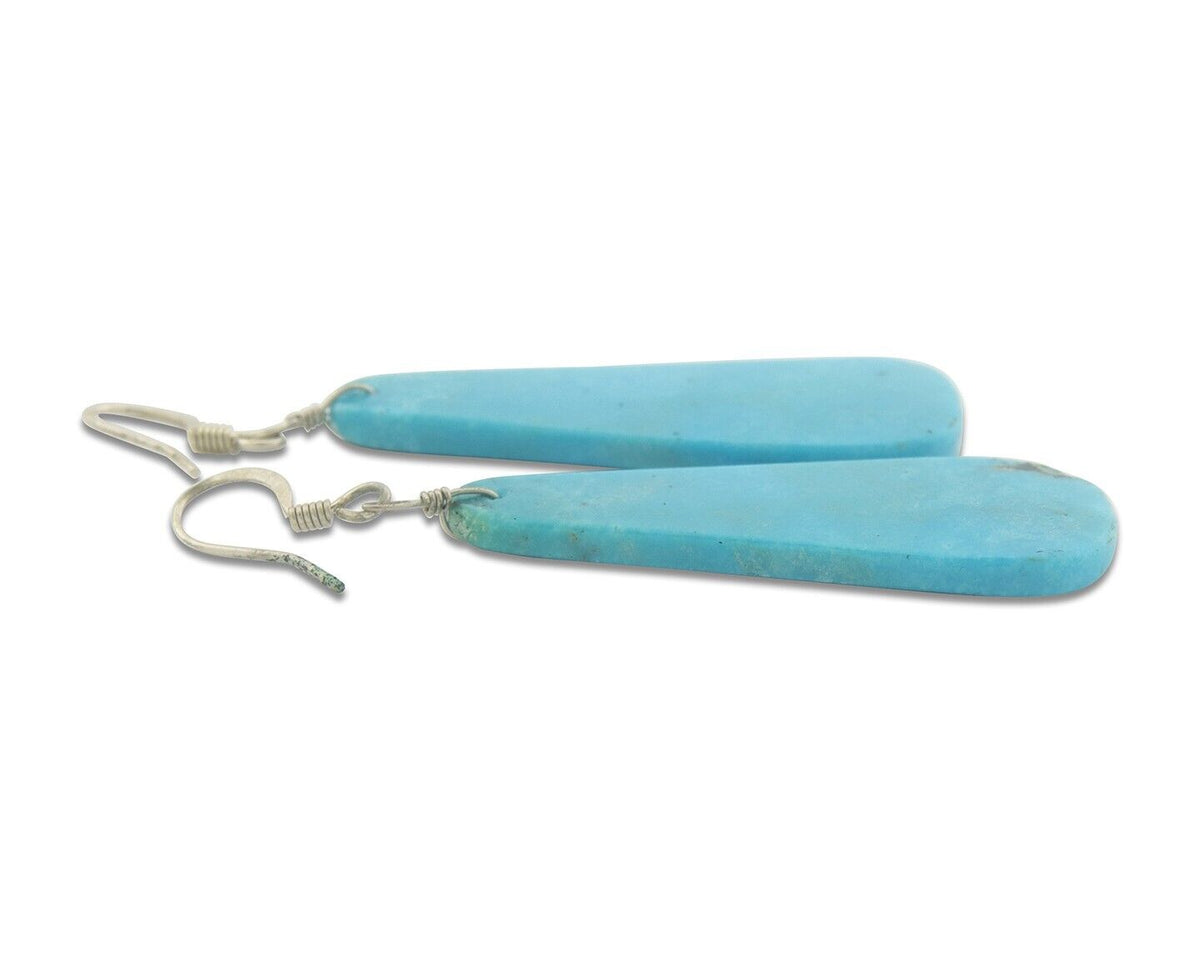Santo Domingo Earrings 925 Silver Natural Turquoise Native American Artist C80s