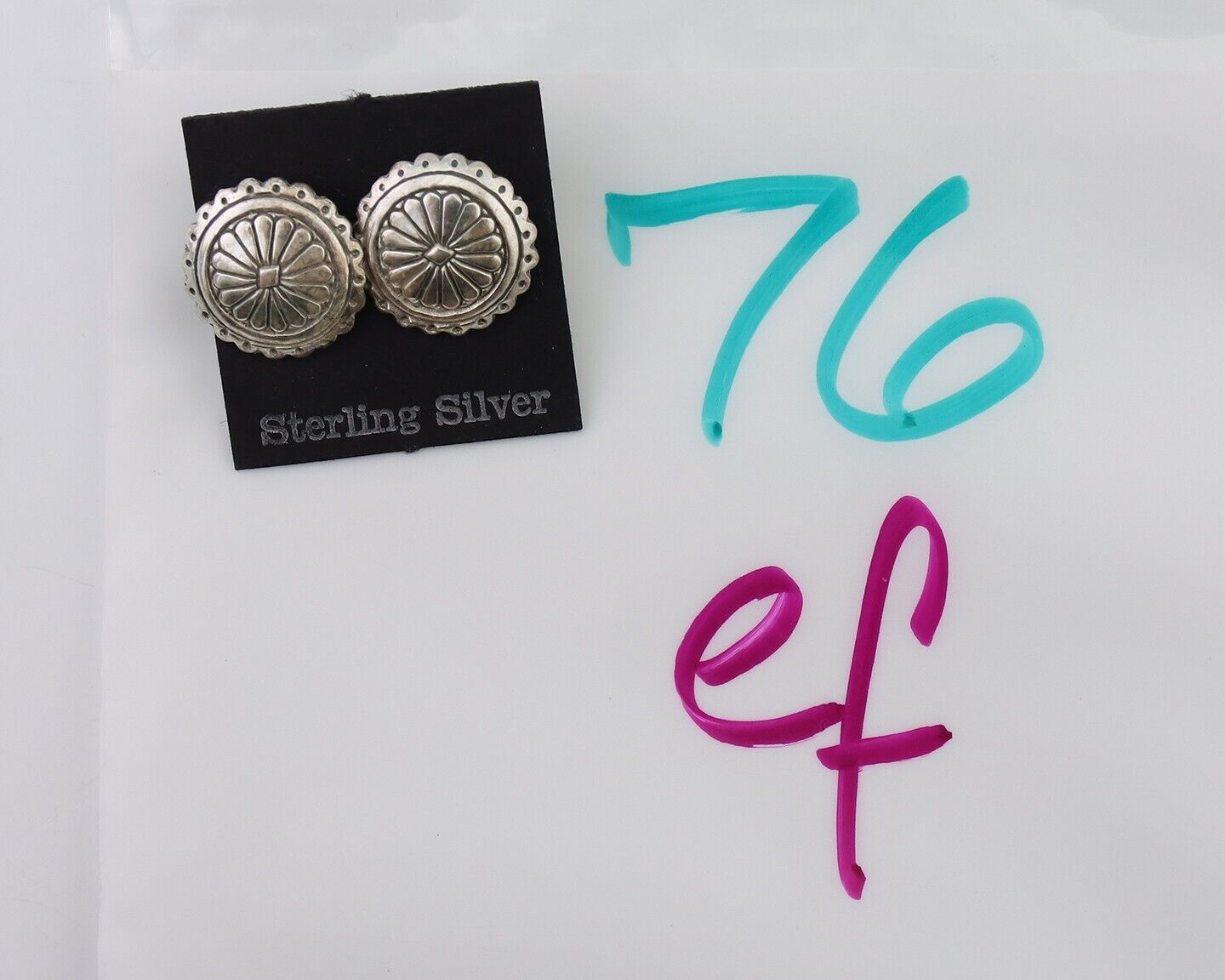 Navajo Small Shield Earrings 925 Silver Native American Artist C.80's