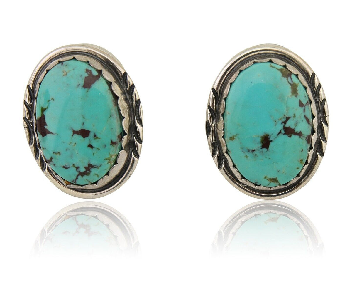 Navajo Earrings 925 Silver Natural Blue Native American Artist C.80's