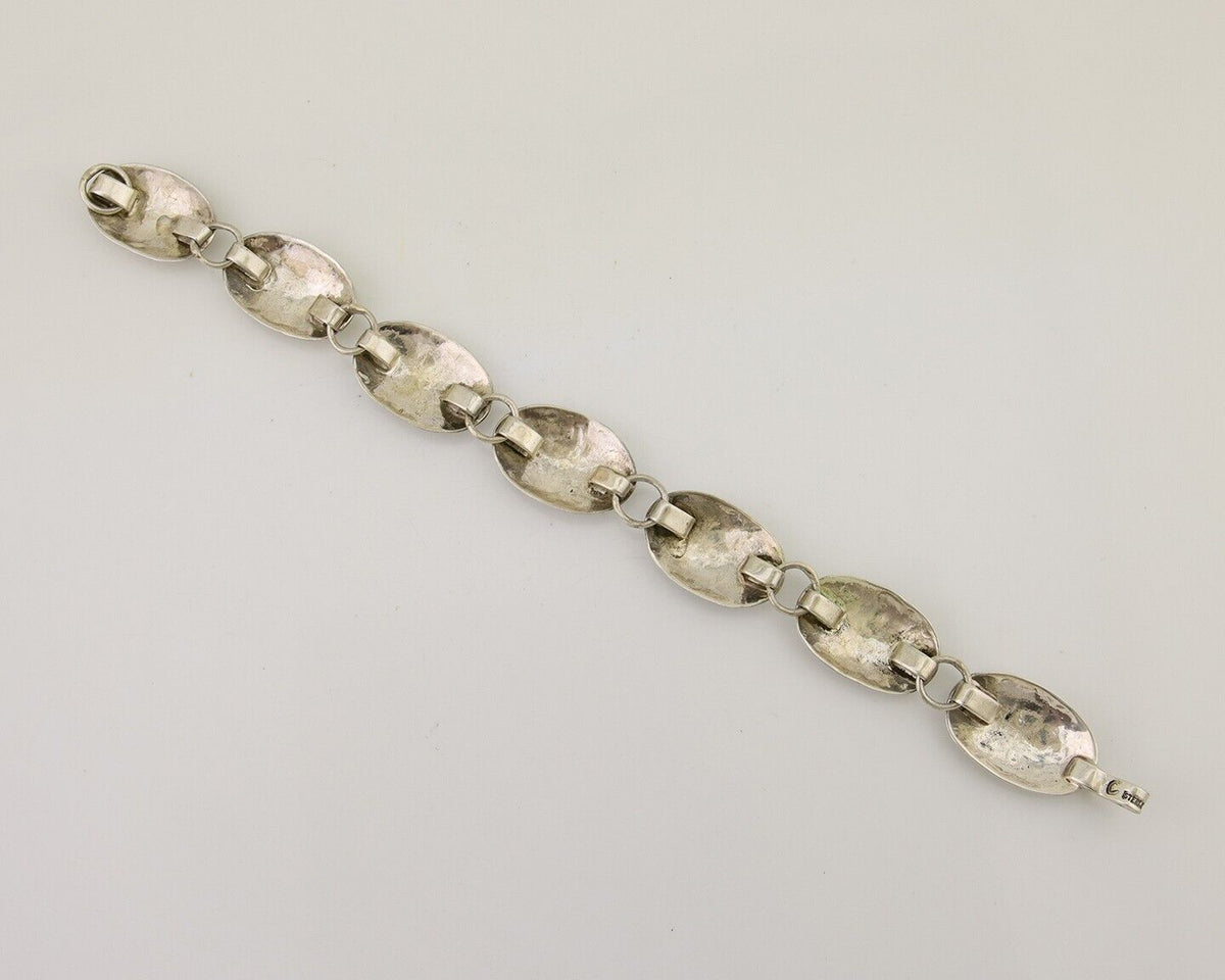 Navajo Hamdmade Concho Bracelet 925 Silver Native Artist Signed C Montoya C.80's