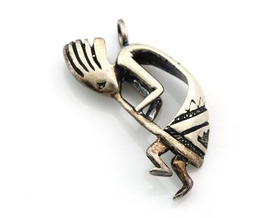 Navajo Kokopelli Pendant Sterling Silver Authentic Traditional Native American