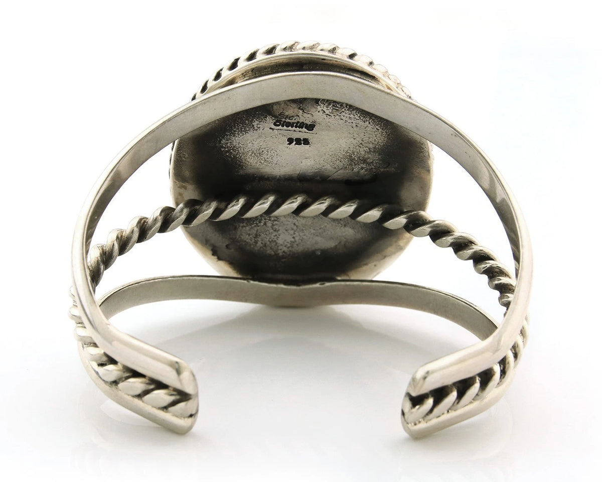 Navajo Cuff Bracelet Sterling Silver Black Onyx Handmade Vintage